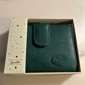 Buxton Teal Leather Snap Bifold Wallet